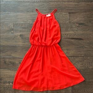 Lush red high neck halter dress